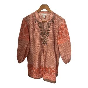 Style & Co Women's V-Neck Blouse Embroidered Sequins Elastic 3/4 Sleeves Size 6